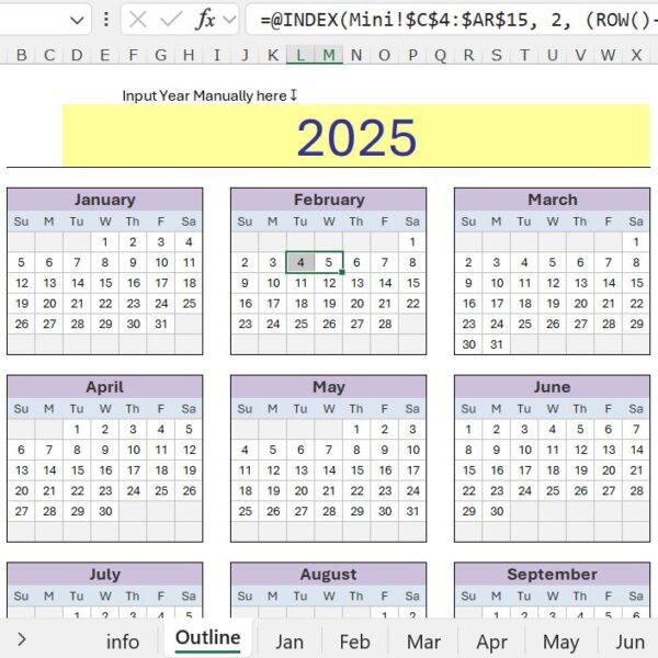 Calendar Excel screenshot 1