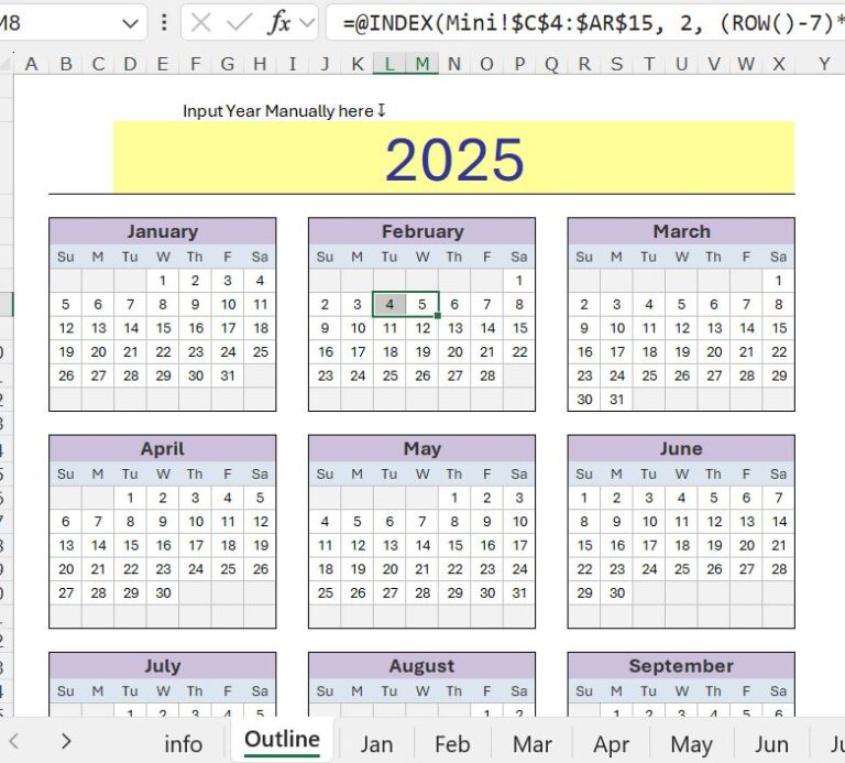 Calendar Excel screenshot 1
